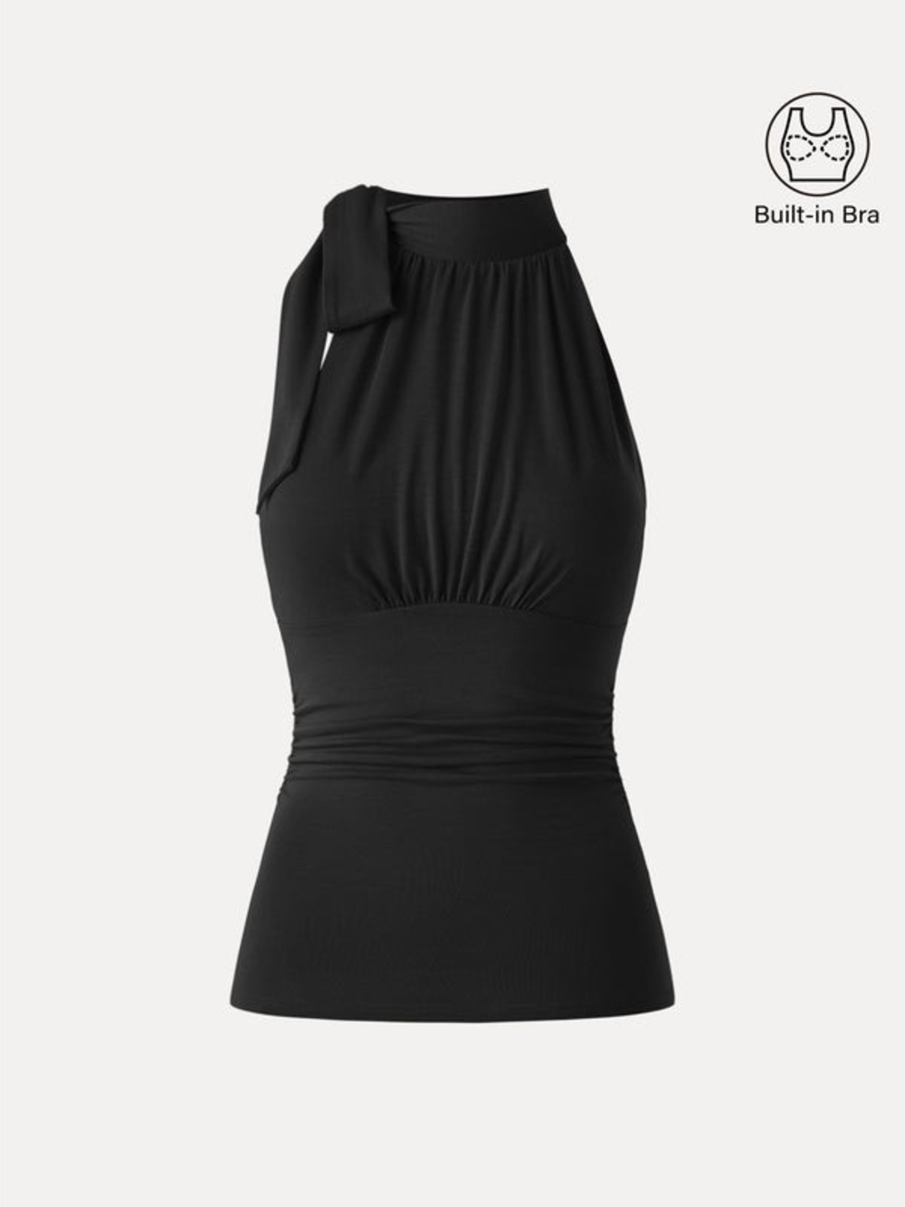 OGL Side Ruched High Tie Neck New Airy Bra Tank